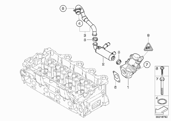 Система нейтрализации ОГ, охлаждение для BMW R55 Cooper d W16 (схема запчастей)