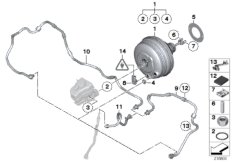 Вакуумный усилитель тормозов для BMW F11N 530dX N57N (схема запасных частей)