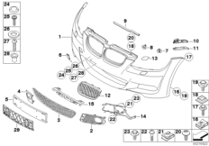 Облицовка M Пд для BMW E92 330i N53 (схема запасных частей)