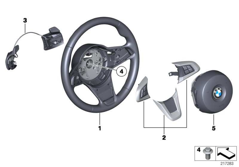 Спорт.рулевое колесо, НПБ, с лепестками для BMW E89 Z4 35i N54 (схема запчастей)