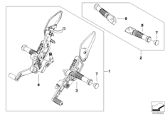 Система упоров для ног HP для BMW K43 K 1300 R (0518,0519) 0 (схема запасных частей)