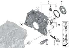 Корпус блока ГРМ для BMW F12N 640dX N57Z (схема запасных частей)