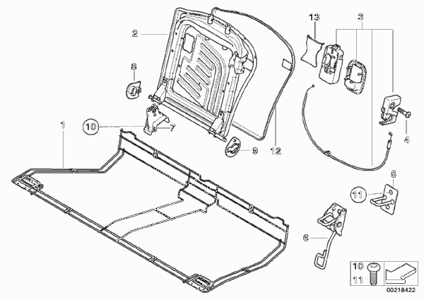 Каркас подушки заднего сиденья для MINI R56 Cooper D W16 (схема запчастей)