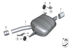 Система выпуска ОГ Зд для BMW F13 640dX N57Z (схема запасных частей)