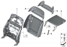 Откидной столик переднего сиденья для BMW F02 750LiX N63 (схема запасных частей)