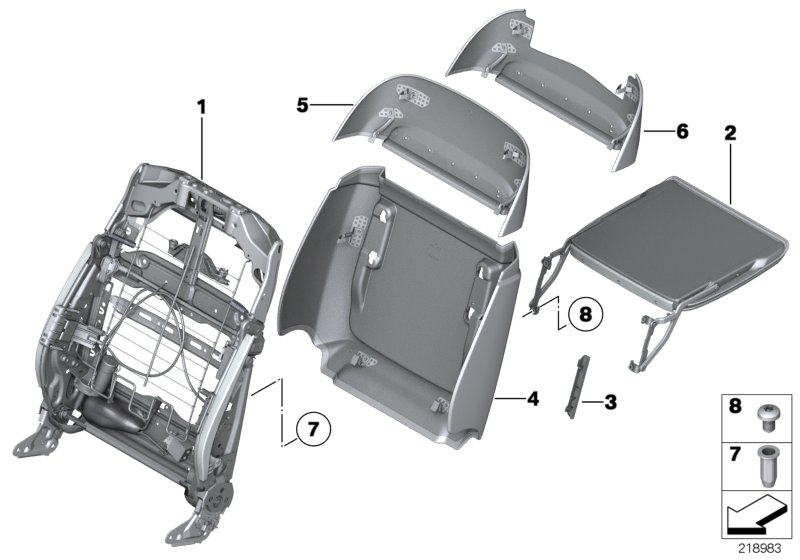 Откидной столик переднего сиденья для BMW F02 730Li N52N (схема запчастей)