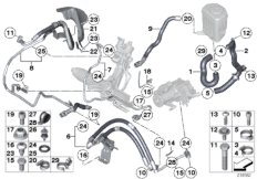 Маслопроводы гидроусилителя рул.управл. для BMW F03 750LiS N63 (схема запасных частей)