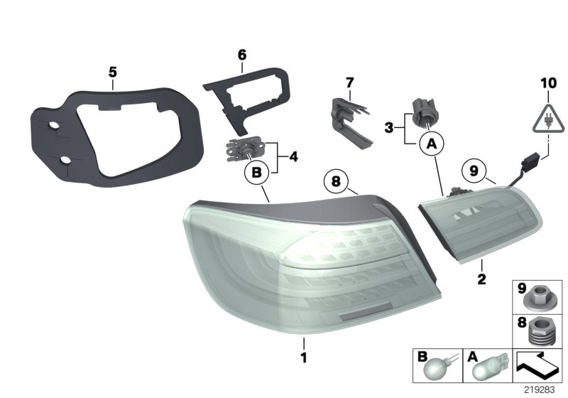 Блок задних фонарей для BMW E93N 330d N57 (схема запчастей)