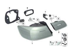 Блок задних фонарей для BMW E92N 330xi N53 (схема запасных частей)