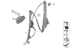 Механизм перемещения стекла двери Зд для BMW F07N 550iX 4.0 N63N (схема запасных частей)