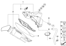 Система глушения шума всасывания для BMW K16 G 450 X (0145) 0 (схема запасных частей)