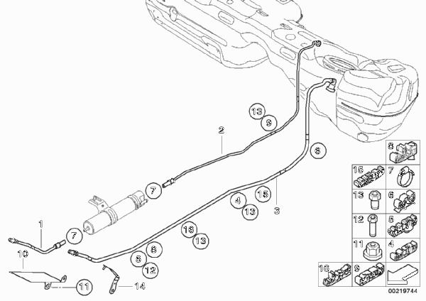 Топливопроводы/элементы крепления для BMW E91 320d M47N2 (схема запчастей)