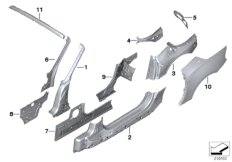 Детали бокового каркаса для BMW E89 Z4 30i N52N (схема запасных частей)