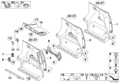 Обшивка багажного отделения Л для BMW R55 Cooper d W16 (схема запасных частей)