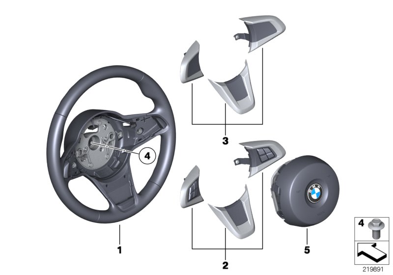 Спортивное рулевое колесо с НПБ кожа для BMW E89 Z4 23i N52N (схема запчастей)