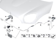 Капот/система замков для BMW R60 Cooper SD ALL4 N47N (схема запасных частей)