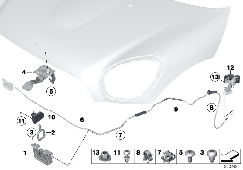 Капот/система замков для BMW R60 JCW ALL4 N18 (схема запчастей)