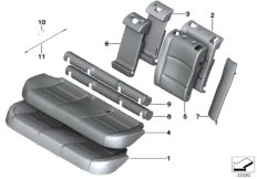 Набивка и обивка базового сиденья Зд для BMW F11 530i N52N (схема запасных частей)