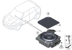 Детали центрального НЧ-динамика для MINI R60 Cooper S N18 (схема запасных частей)