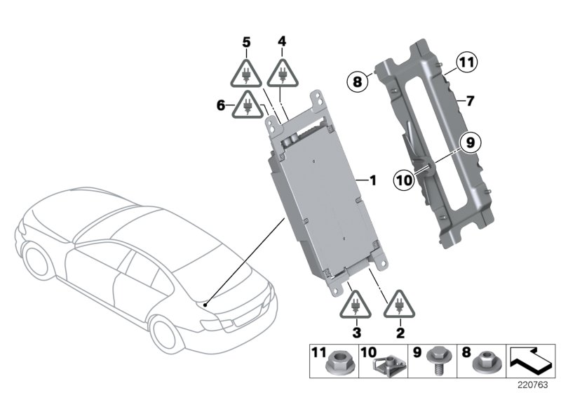 Combox Media для BMW F10 530i N52N (схема запчастей)