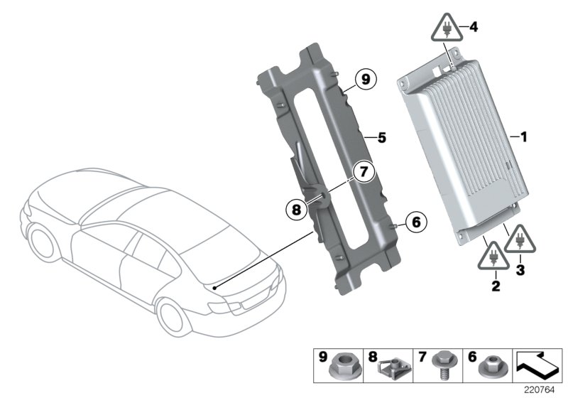 Зарядный блок устр.громк.связи Basis для BMW F10 528i N53 (схема запчастей)