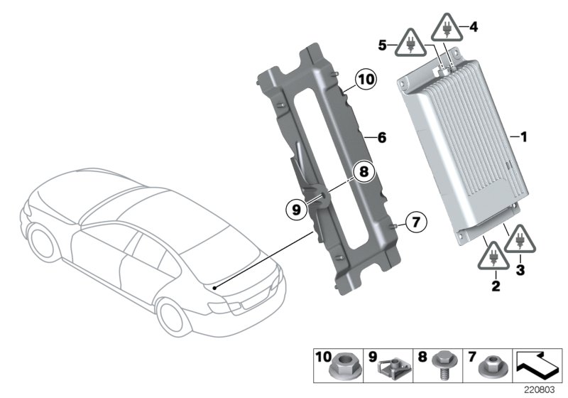 Зарядный блок устр-ва громкой связи High для BMW F10 523i N53 (схема запчастей)