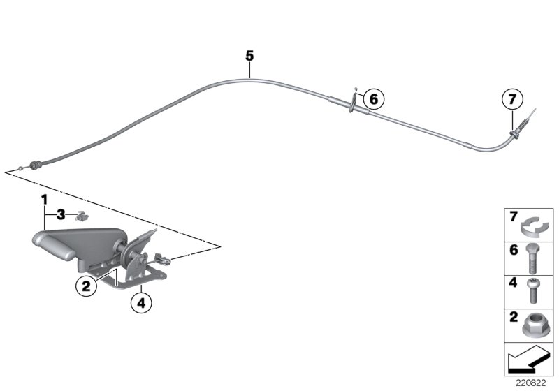 Рычаг стояночного тормоза для BMW R60 Cooper D 2.0 N47N (схема запчастей)