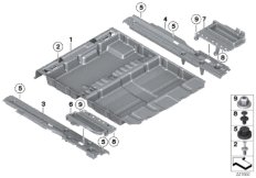 Вещевой отсек в полу багажного отделения для BMW F11 525dX N47S1 (схема запасных частей)