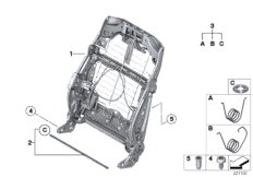Каркас спинки переднего сиденья для BMW F04 Hybrid 7 N63 (схема запасных частей)
