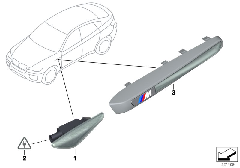 Дополнительный указатель поворота для BMW E71 X6 35iX N55 (схема запчастей)