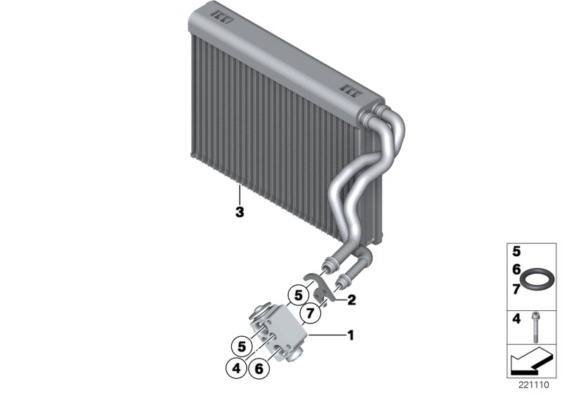 Испаритель/ предохранительный клапан для BMW F25 X3 28iX N52N (схема запчастей)