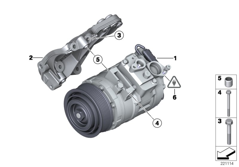 RP компрессор кондиционера для BMW F25 X3 35iX N55 (схема запчастей)