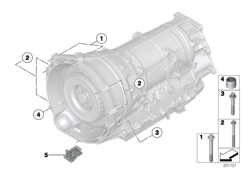 Крепление коробки передач для BMW E70N X5 40dX N57S (схема запчастей)