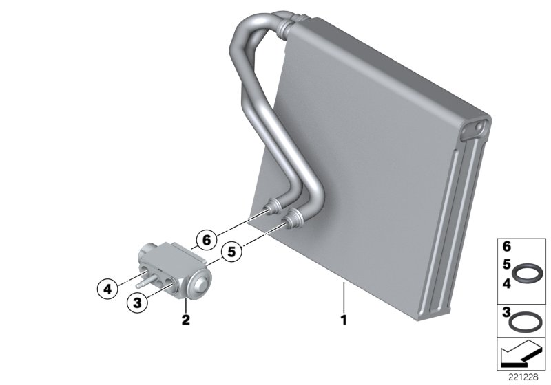 Испаритель/ предохранительный клапан для MINI R60 One N16 (схема запчастей)