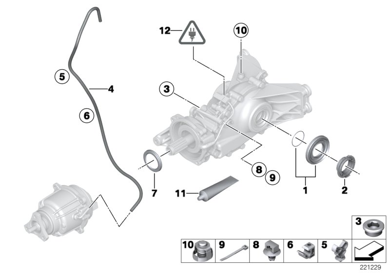 детали редуктора заднего моста для BMW R61 Cooper SD ALL4 N47N (схема запчастей)