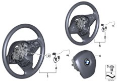 Рулевое колесо с НПБ, кожа для BMW E70 X5 3.0d M57N2 (схема запасных частей)