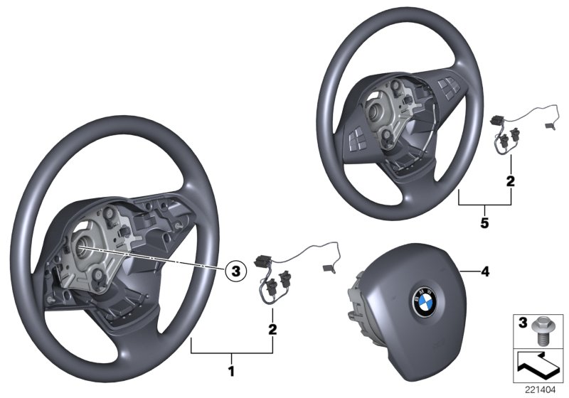 Рулевое колесо с НПБ, кожа для BMW E70N X5 40dX N57S (схема запчастей)