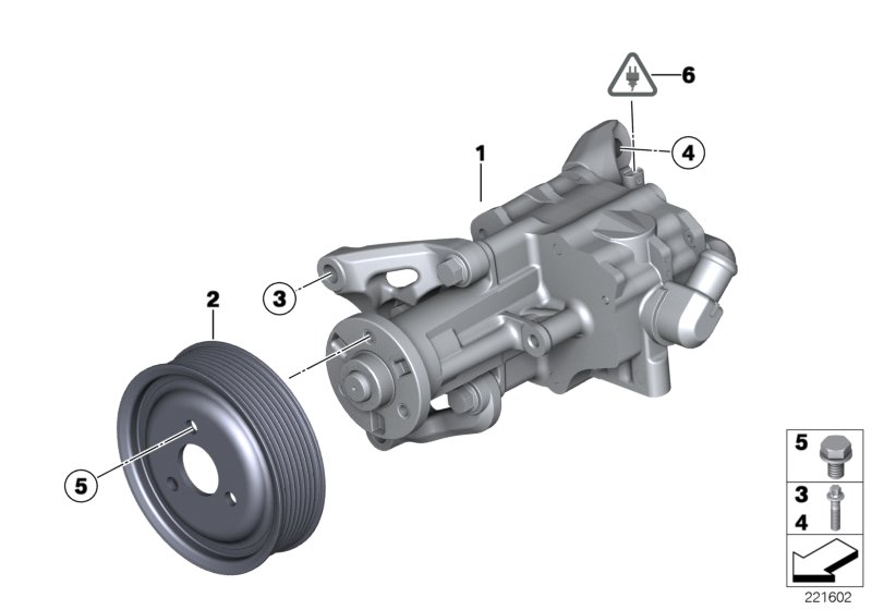 Насос гидроусилителя рулевого управления для BMW E71 X6 35iX N55 (схема запчастей)