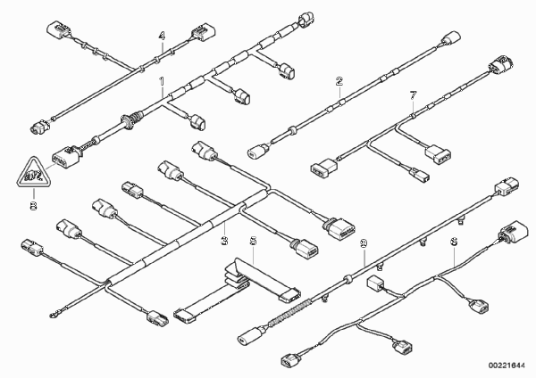 Различные дополнительные жгуты проводов для BMW E70 X5 3.0si N52N (схема запчастей)