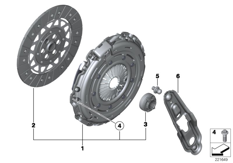 Нажимной диск/ведомый диск сцепления для MINI R56 Cooper S N14 (схема запчастей)