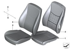 Набивка и обивка базового сиденья Пд для BMW F25 X3 18d B47 (схема запасных частей)
