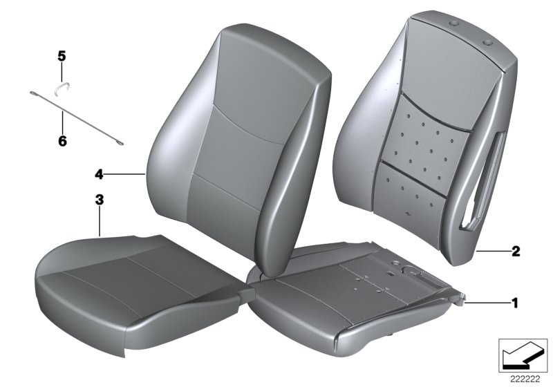 Набивка и обивка базового сиденья Пд для BMW F26 X4 35dX N57Z (схема запчастей)