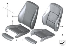 Набивка и обивка спортивного пер.сиденья для BMW F25 X3 28iX N52N (схема запасных частей)