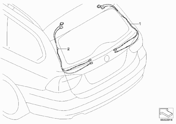 Рем.к-т проводов петли крышки багажника для BMW E61 530xd M57N2 (схема запчастей)