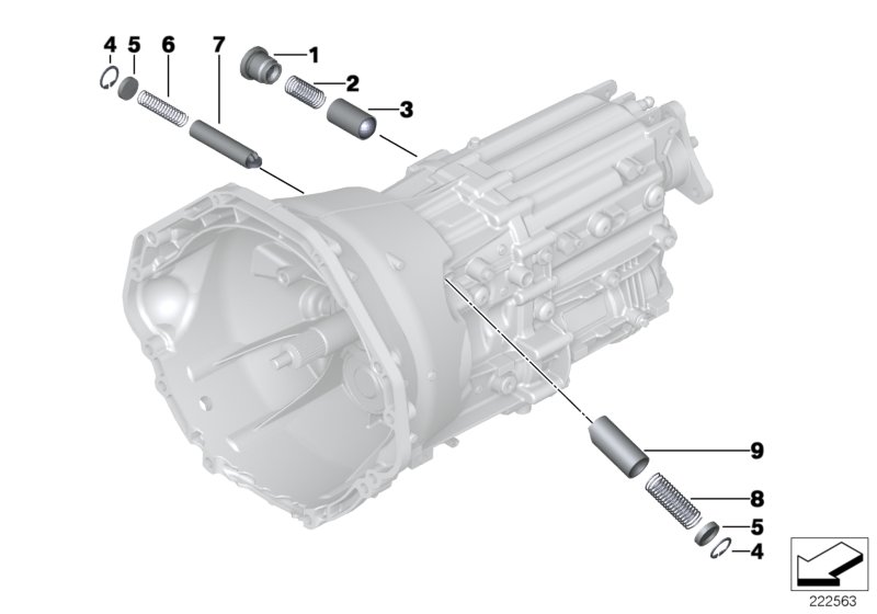 GS6-53BZ/DZ Внутр.элементы механизма ПП для BMW F11 530d N57N (схема запчастей)