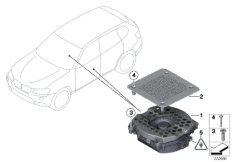 Детали центрального НЧ-динамика для BMW G02 X4 30iX B48D (схема запасных частей)