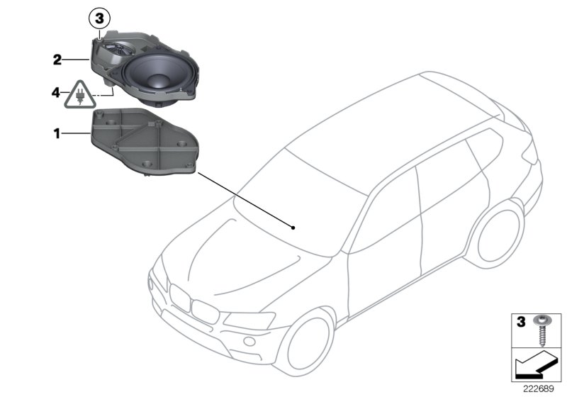 Динамик панели приборов для BMW F25 X3 35iX N55 (схема запчастей)