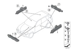 Детали антенны комфортного доступа для BMW F25 X3 28iX N52N (схема запасных частей)