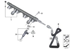 Топливопровод-форсунка для BMW R55N Cooper N16 (схема запасных частей)