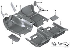 облицовка днища для BMW F10 Hybrid 5 N55 (схема запасных частей)